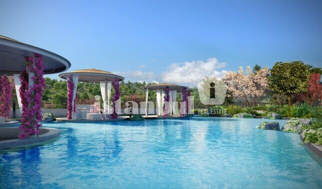 Kordon Istanbul residential flat for sale in Kagithane istanbul turkey property and citizenship social facilities park water pond