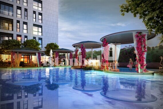 Kordon Istanbul residential flats for sale in Kagithane istanbul turkey property and citizenship social facilities park water pond