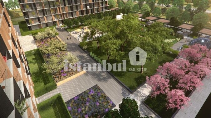 Toya Next landscape facility Modern luxurious apartments with balconies for sale in Basin Express Istanbul new business center in turkey real estate and citizenship
