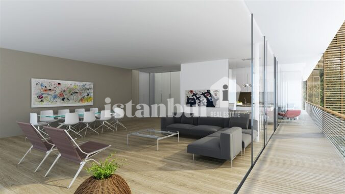 Find a serene and upscale residential setting at Göktürk Yalın Evler, providing a tranquil escape and Turkish citizenship possibilities.