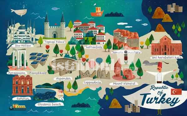 Türkiye haritası + popüler şehirler işaretlenmiş