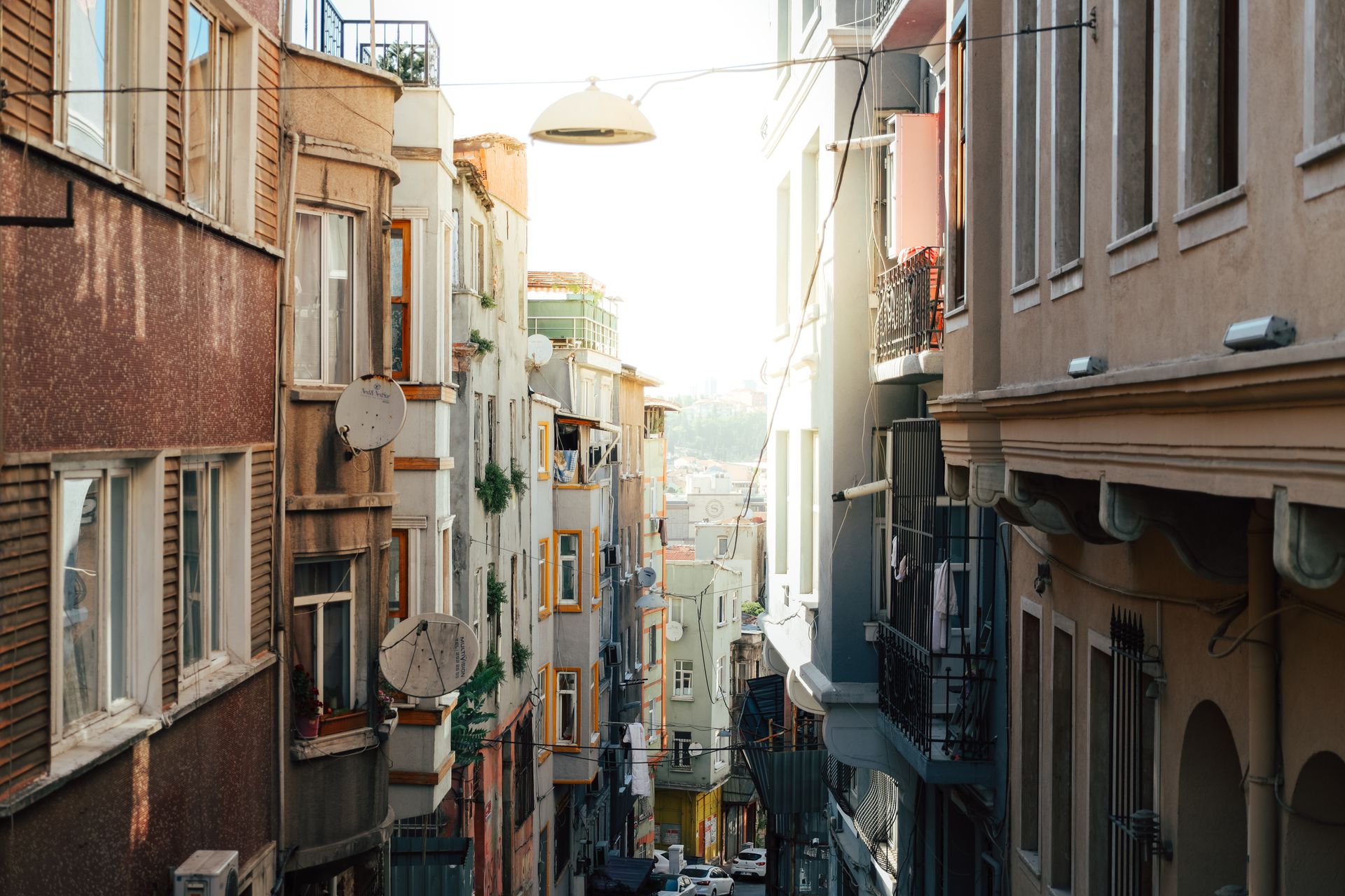 Istanbul street neighborhood residential buildings